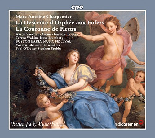 "CD cover with a Renaissance-style painting of a woman and cherubs, gray border."