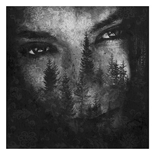 Black and white album cover featuring a face with a forest overlay.
