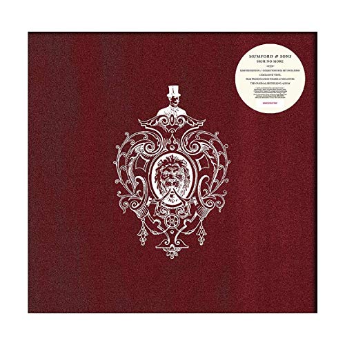 Mumford & Sons vinyl boxset with red cover, brown inserts, and black record.