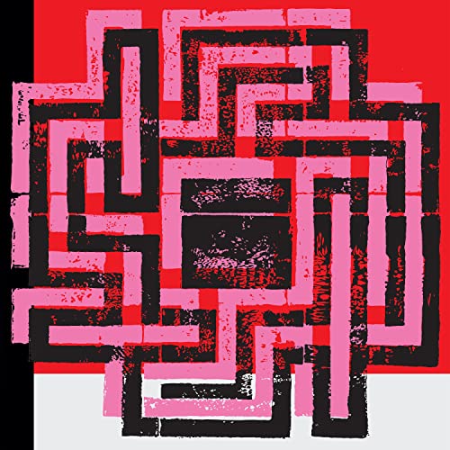 Abstract pink and black maze pattern on a square CD cover.