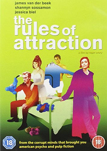 DVD cover for "Rules of Attraction" featuring stylized figures in vibrant colors.