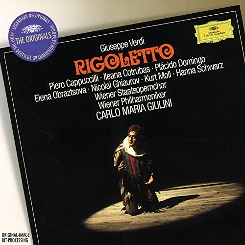 CD cover for Verdi’s Rigoletto opera, featuring Domingo and Giulini.