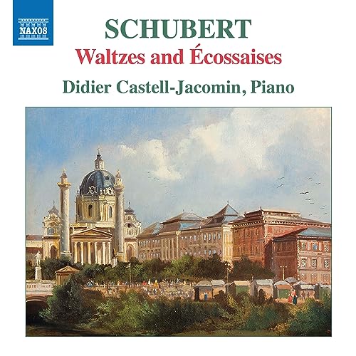 CD cover for Schubert waltzes, featuring a painted cityscape.