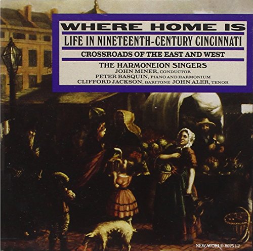 "CD cover with 19th century street scene and blue title box."