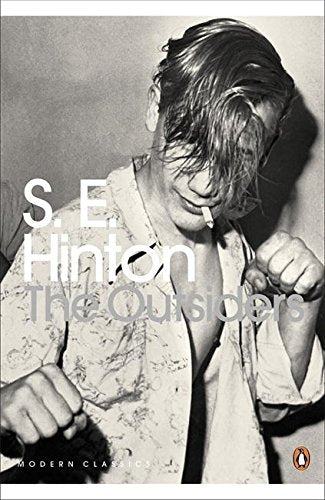 Black and white book cover featuring two young men in a confrontational scene.