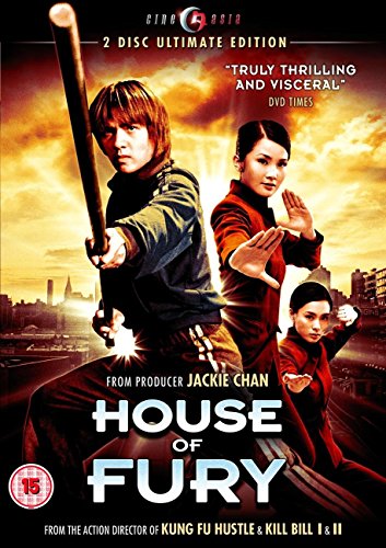 DVD cover for "House of Fury" featuring three people in fighting stances.