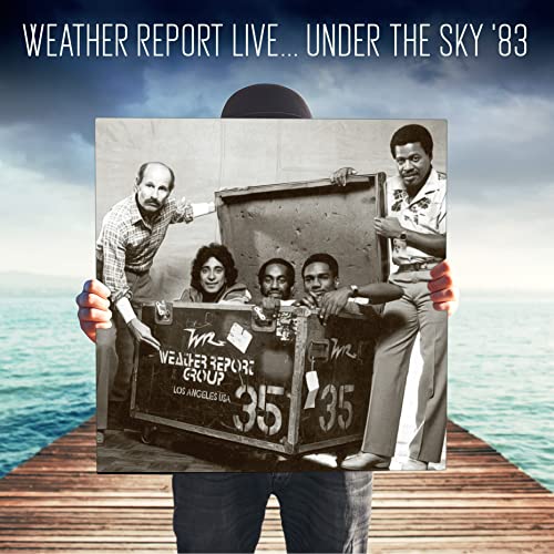 Weather Report album cover featuring a band posing with a wooden crate.