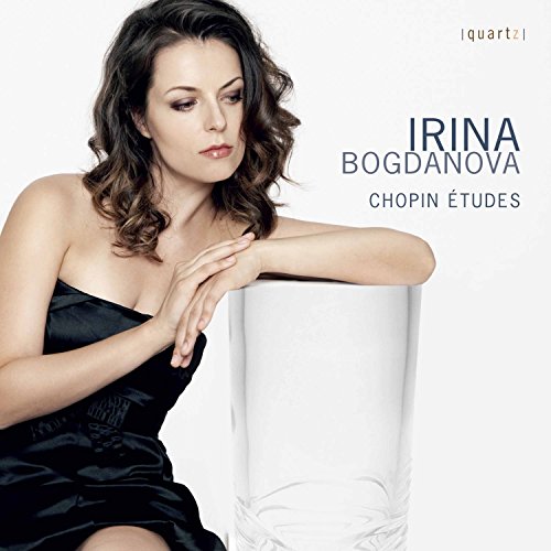 CD cover featuring pianist Irina Bogdanova in a black dress.