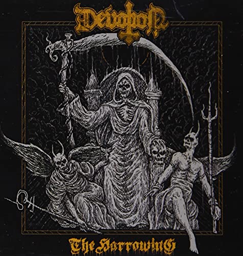 CD cover for Devotion’s “The Harrowing” featuring grim reaper illustration.