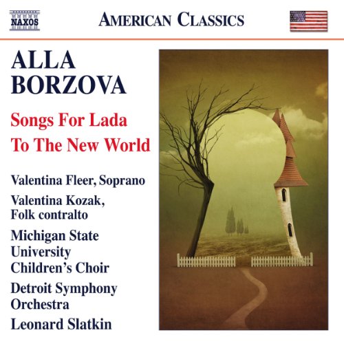 "CD cover with a surreal landscape featuring a tower and a bare tree."