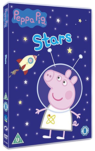 "Peppa Pig DVD case with cartoon pig in space suit against a starry background."