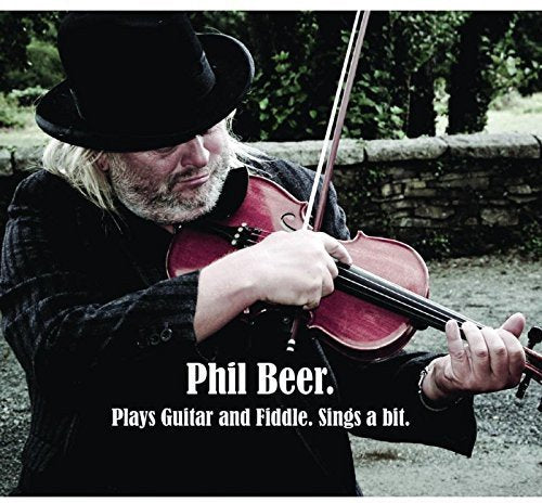 Man with beard and hat plays violin outdoors, album cover text below.