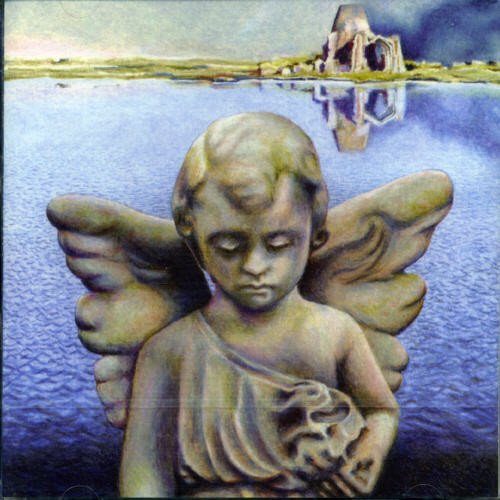 "CD cover art featuring a stone angel statue with a serene lake background."