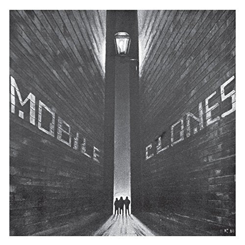 Black and white illustration of figures under a streetlamp between walls.