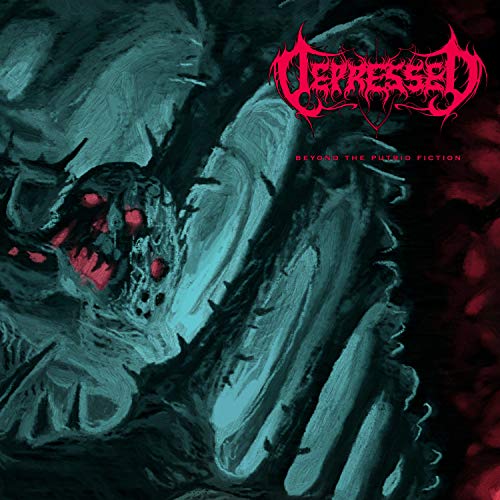 CD cover for "Depressed" with grotesque, teal and red imagery.