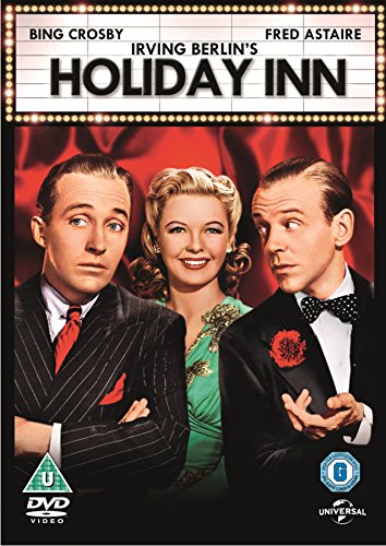 "DVD cover for 'Holiday Inn' featuring Bing Crosby, Marjorie Reynolds, and Fred Astaire."