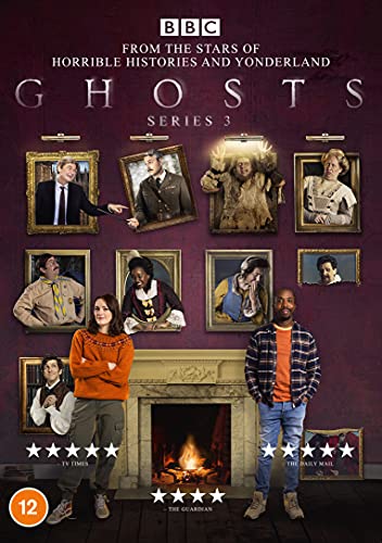 DVD cover for "Ghosts" Series 3 featuring portraits and characters.