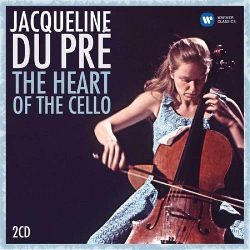 Jacqueline du Pré playing the cello on the Heart of the Cello CD cover.