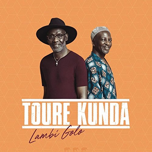 "Album cover featuring two men against an orange background with text."