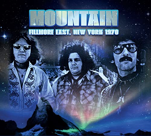 CD cover for Mountain’s “Fillmore East, New York 1970” featuring band members.