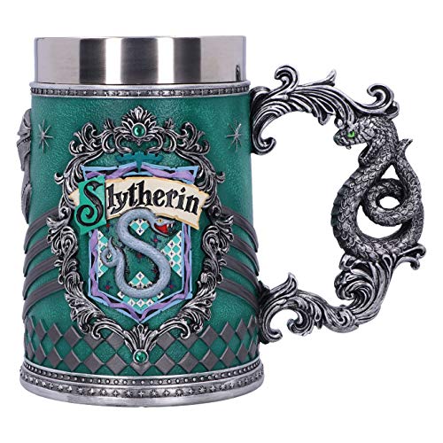 Harry Potter Slytherin Hogwarts House Collectible Tankard, Green Silver, 15.5cm