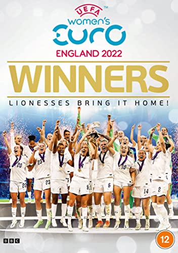Lionesses celebrating victory with trophy, UEFA Women’s Euro 2022 DVD cover.