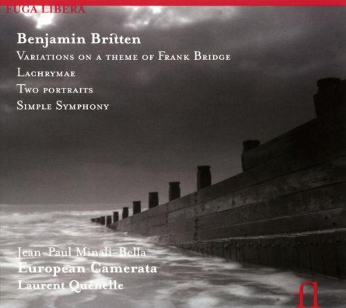 "CD cover with a black and white seascape and white text listing musical compositions."