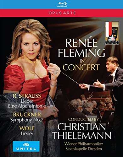 "Blu-ray cover featuring soprano Renee Fleming in red dress, conductor Christian Thielemann."