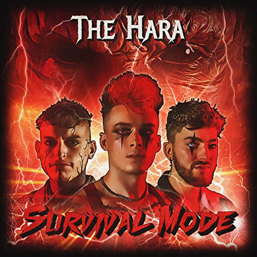 Three men with red and black effects, album art for The Hara.