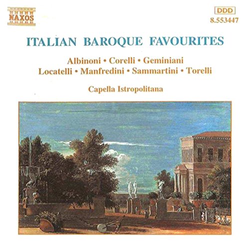 CD cover: "Italian Baroque Favourites" with landscape painting, composers listed.