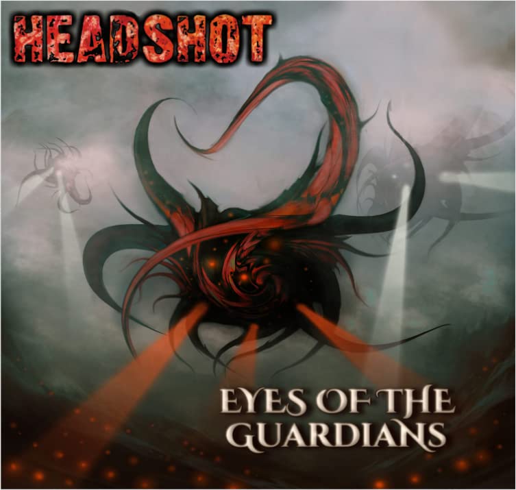 Album cover for Headshot’s “Eyes Of The Guardians” featuring a dark, swirling figure.