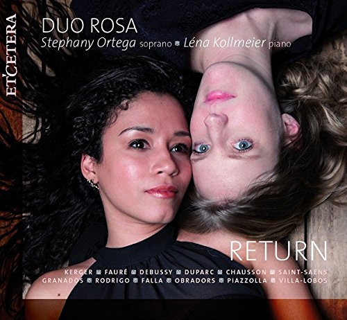 CD cover featuring two women in a mirrored pose, titled āReturnā by Duo Rosa.