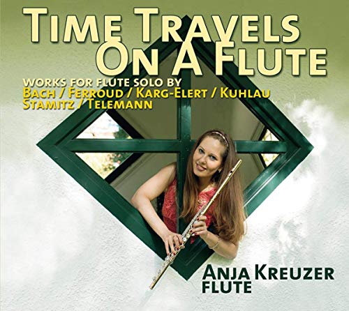 CD cover featuring a woman holding a flute through a diamond-shaped window frame.