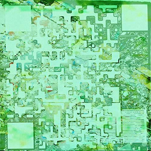 Abstract green and white patterned vinyl record album cover.