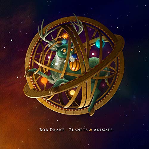 "Album cover featuring a green deer inside a golden armillary sphere against a starry background."