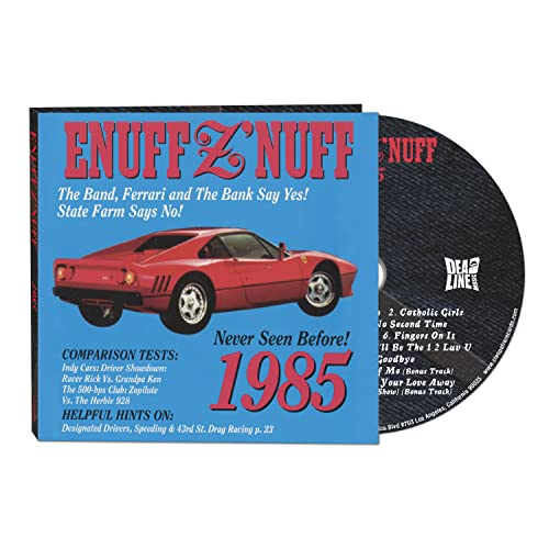Enuff Znuff 1985 CD cover with a red Ferrari and tracklist.