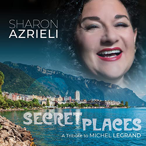 CD cover featuring Sharon Azrieli’s portrait over a lakeside town scene.