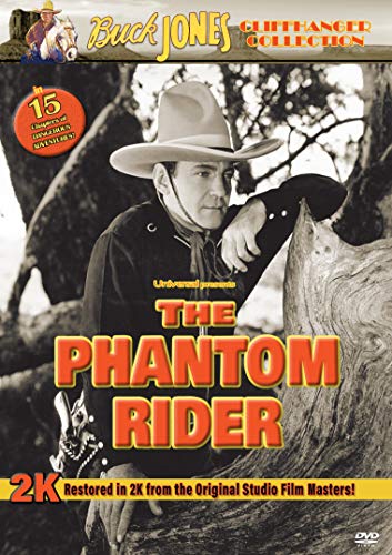 DVD cover for "The Phantom Rider" featuring a cowboy with a horse.