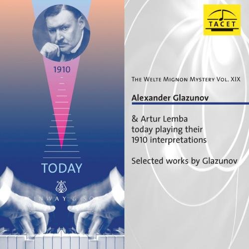 CD cover with a man's portrait and piano hands, featuring text about Glazunov and Lemba.