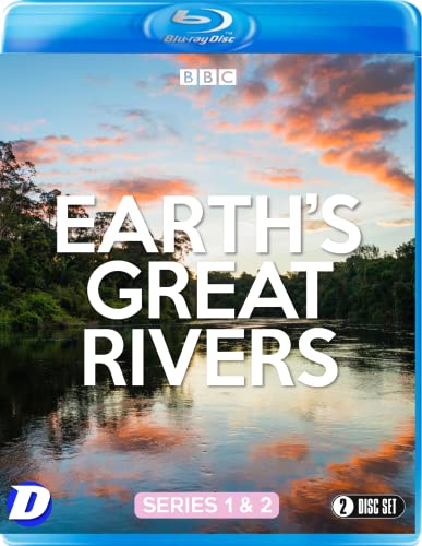 Blu-ray cover for "Earth's Great Rivers" showing a river at sunset.