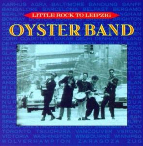 "Oysterband CD cover featuring a monochrome photo of musicians on a city street."
