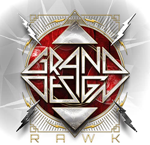 Grand Design - Rawk" vinyl album cover with lightning bolts and red design.