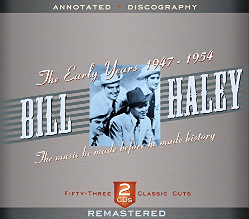 CD cover with Bill Haley and band members in black and white, on gray background.