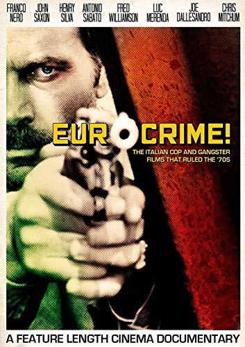 DVD cover for “Eurocrime!” documentary featuring a man with a gun.