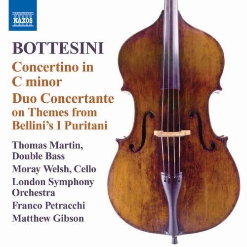 CD cover featuring a dark wood double bass and text listing composers/performers.