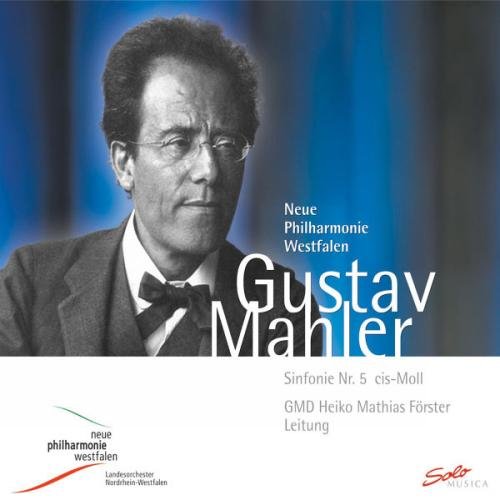 CD cover with Gustav Mahler portrait and text on blue and white background.
