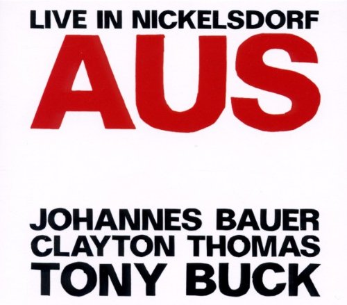 Album cover with white background, featuring bold red and black text.