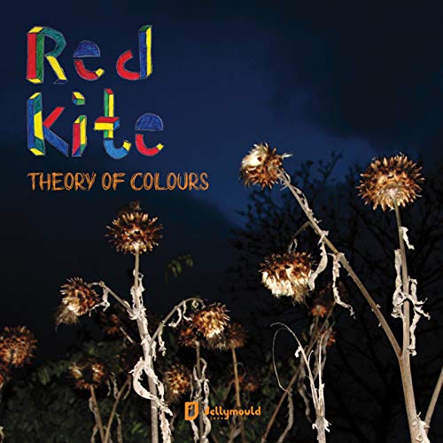 "Album cover with 'Red Kite' in multicolored letters and dried flowers against a dark background."