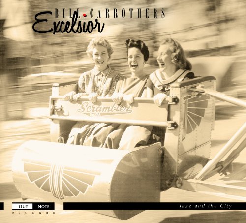 "CD cover with sepia-toned image of three women riding a rollercoaster."