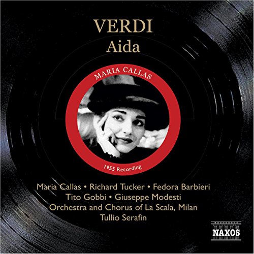 CD cover featuring Maria Callas in a red circle on a vinyl record background.